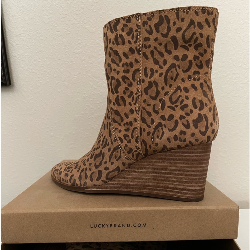 Lucky Brand Natural Printed Cow Suede Boots